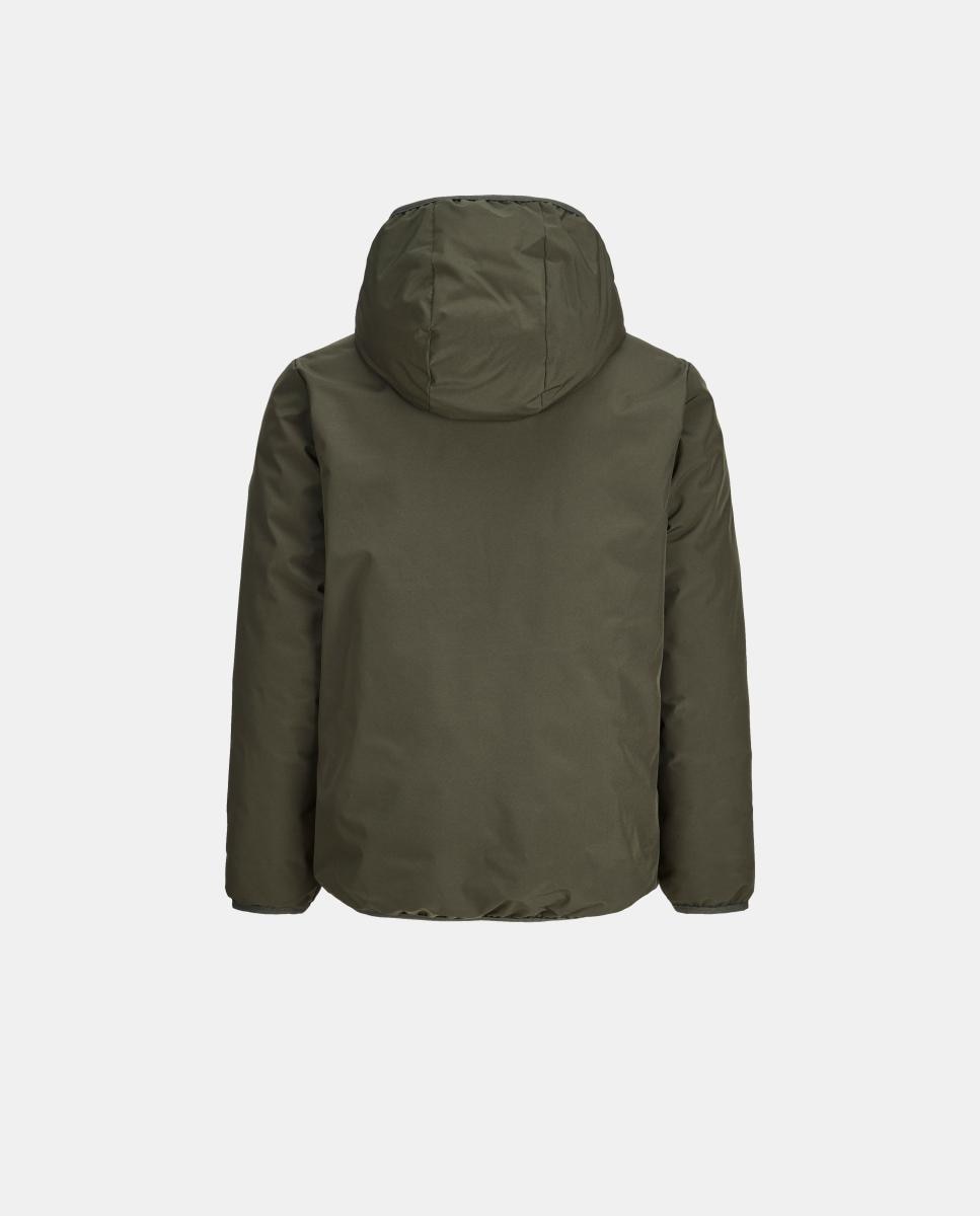 Blusão Acolchoado Reversível com Capuz Verde-militar-8