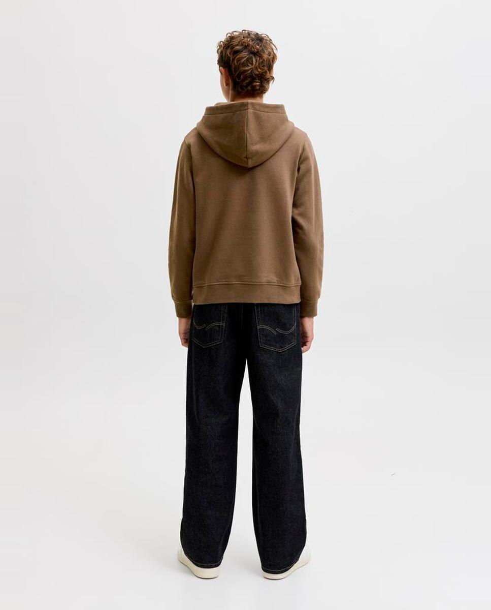 Sudadera felpada de niño con capucha y print frontal - Jack & Jones - Marrón oscuro Marrón oscuro-3