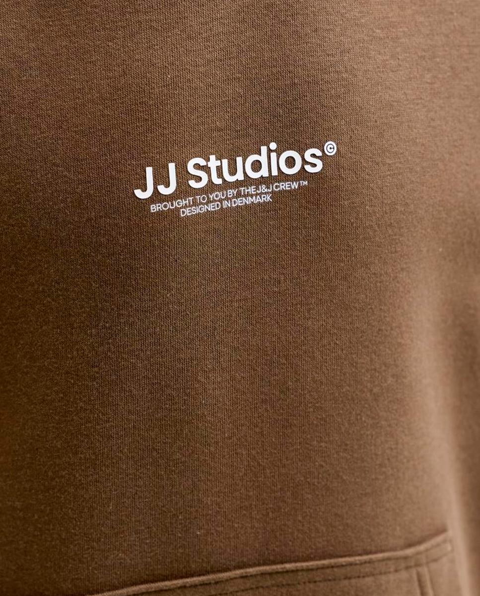 Sudadera felpada de niño con capucha y print frontal - Jack & Jones - Marrón oscuro Marrón oscuro-6