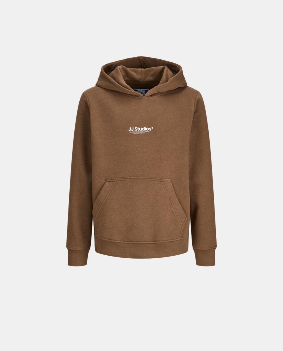 Sudadera felpada de niño con capucha y print frontal - Jack & Jones - Marrón oscuro Marrón oscuro-7
