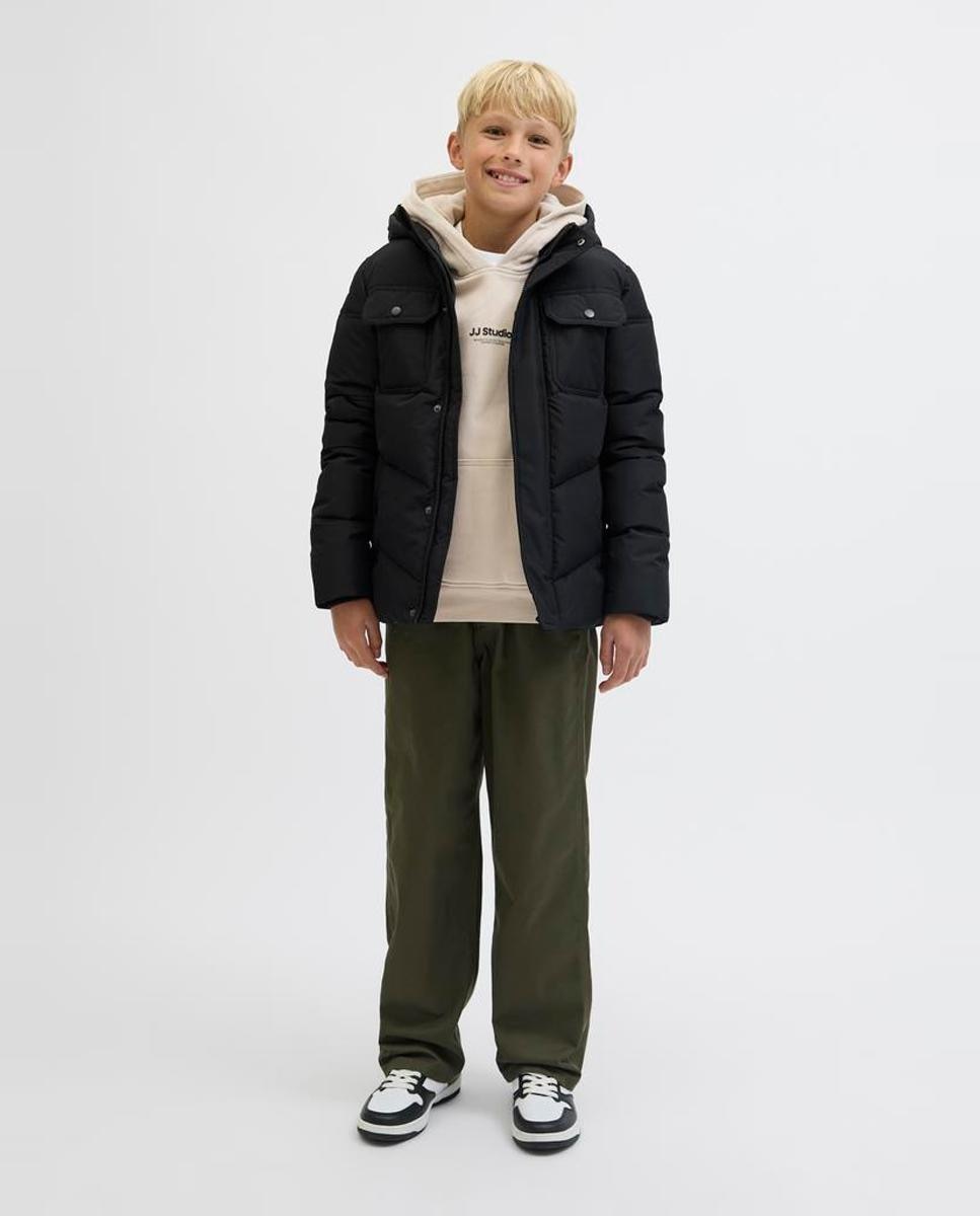 Sudadera felpada de niño con capucha y print frontal - Jack & Jones - Natural Natural-2