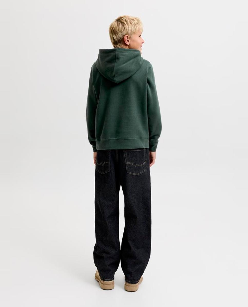 Sweatshirt de Felpa com Capuz e Estampado à Frente Verde-escuro-3