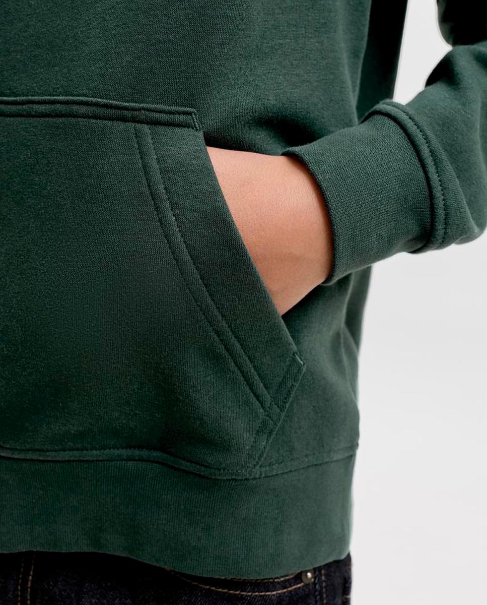 Sweatshirt de Felpa com Capuz e Estampado à Frente Verde-escuro-5