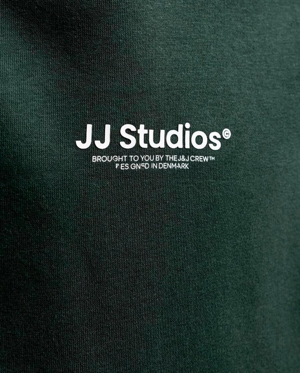 Sweatshirt de Felpa com Capuz e Estampado à Frente Verde-escuro-6