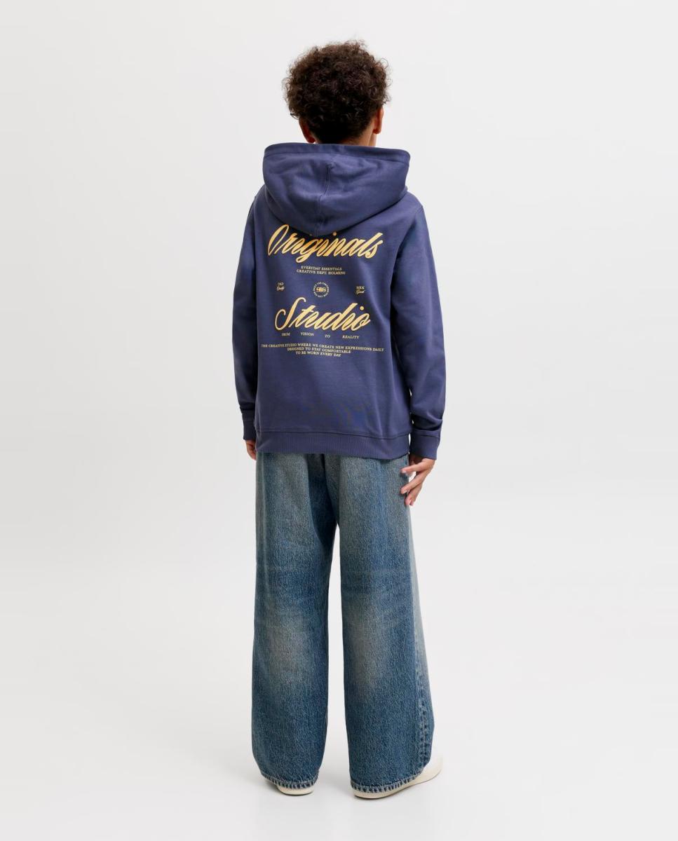 Sweatshirt com Capuz com Back Print Azul-marinho-2