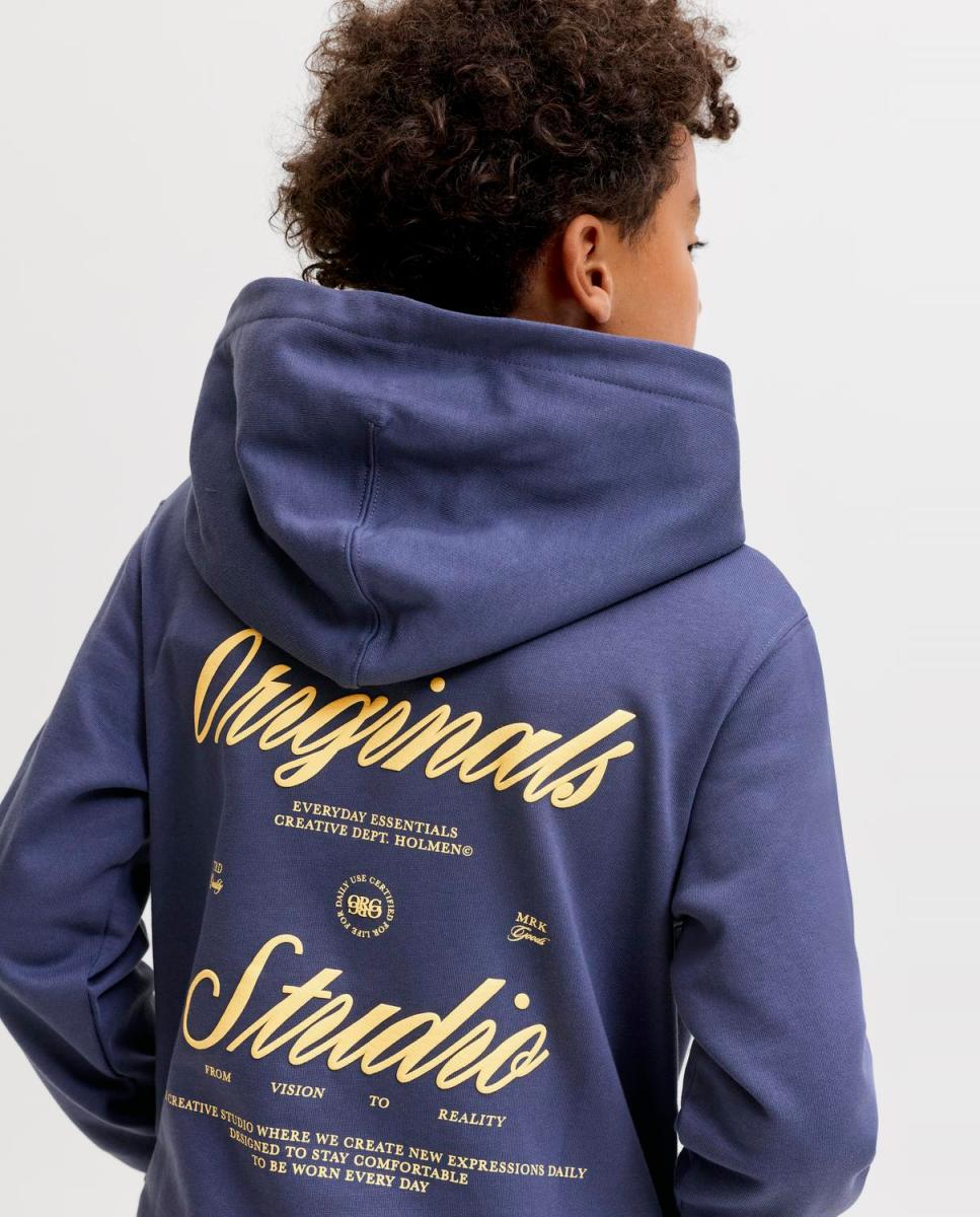 Sweatshirt com Capuz com Back Print Azul-marinho-3