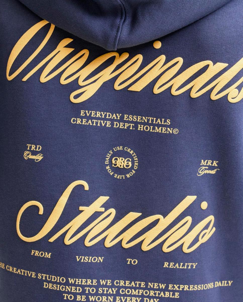 Sweatshirt com Capuz com Back Print Azul-marinho-4