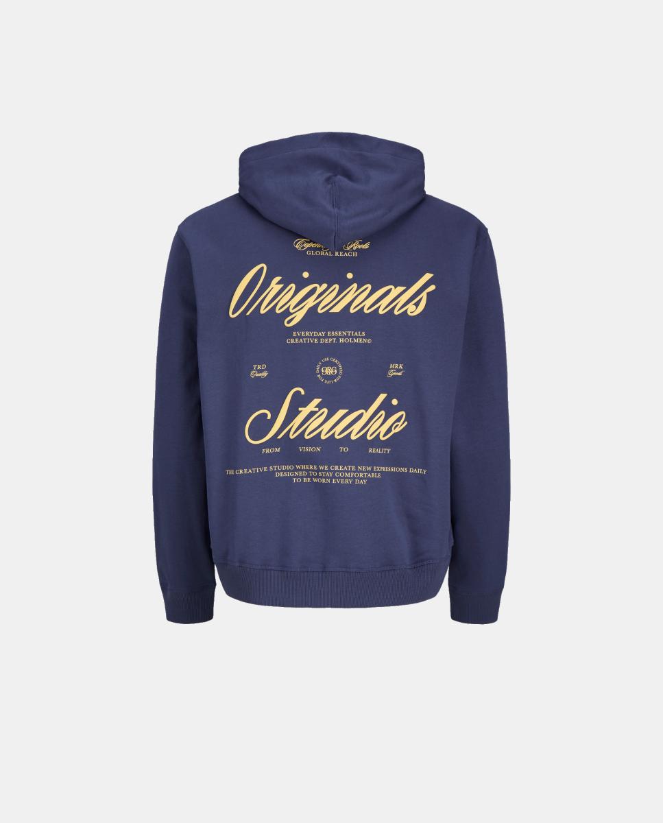 Sweatshirt com Capuz com Back Print Azul-marinho-7
