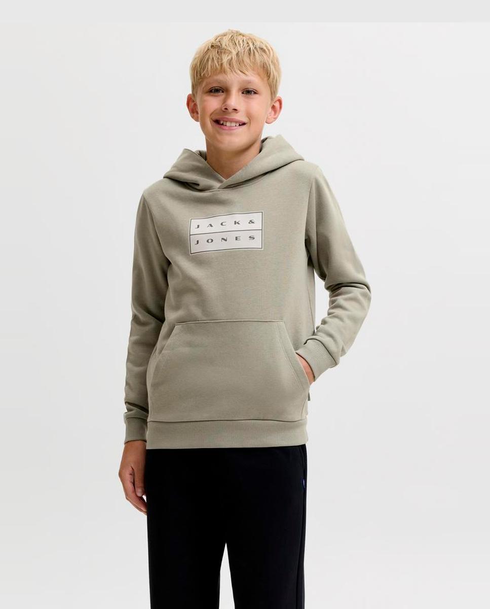 Sudadera de niño con capucha y print frontal - Jack & Jones - Verde claro Verde claro-1