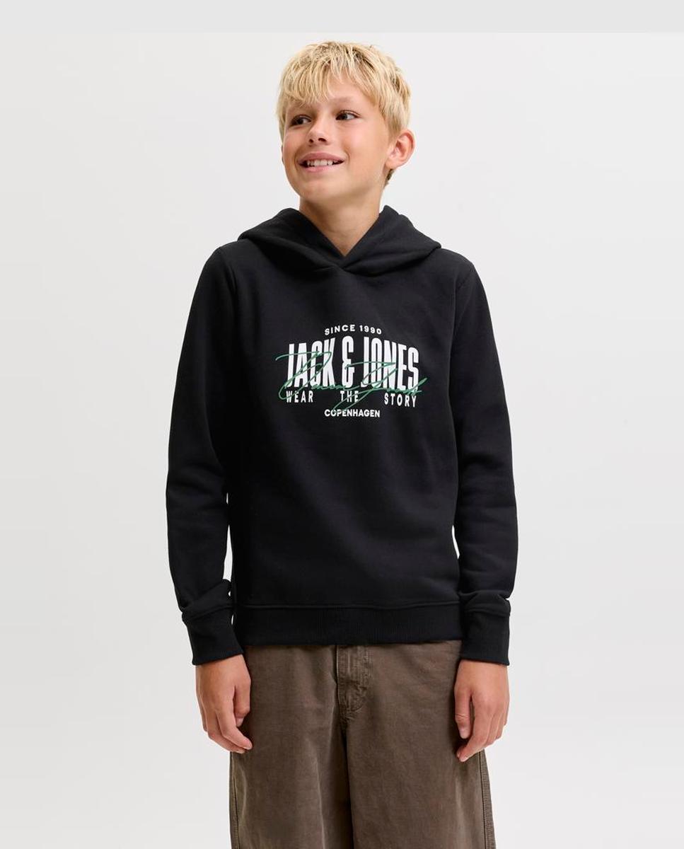 Sudadera de niño con capucha y print frontal - Jack & Jones - Negro Negro-1