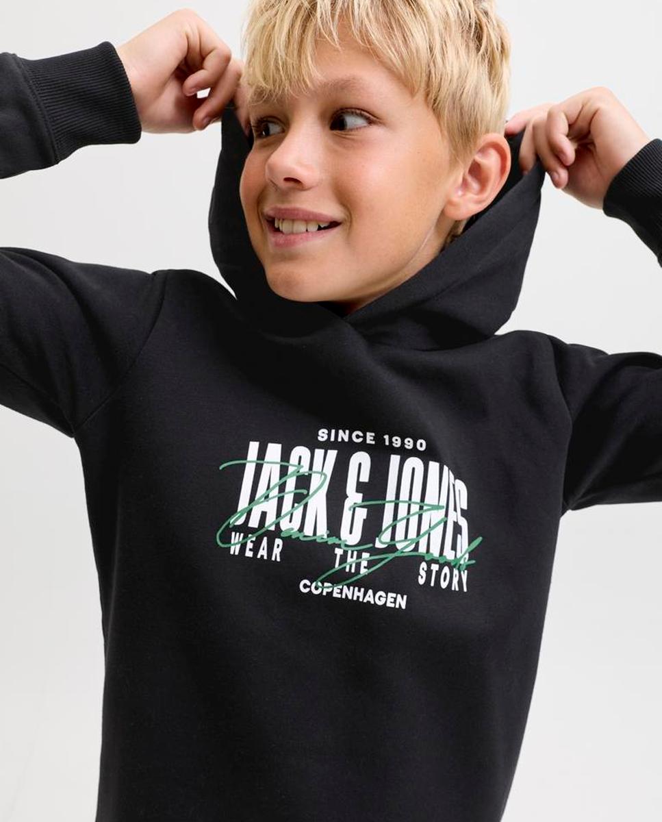 Sudadera de niño con capucha y print frontal - Jack & Jones - Negro Negro-4
