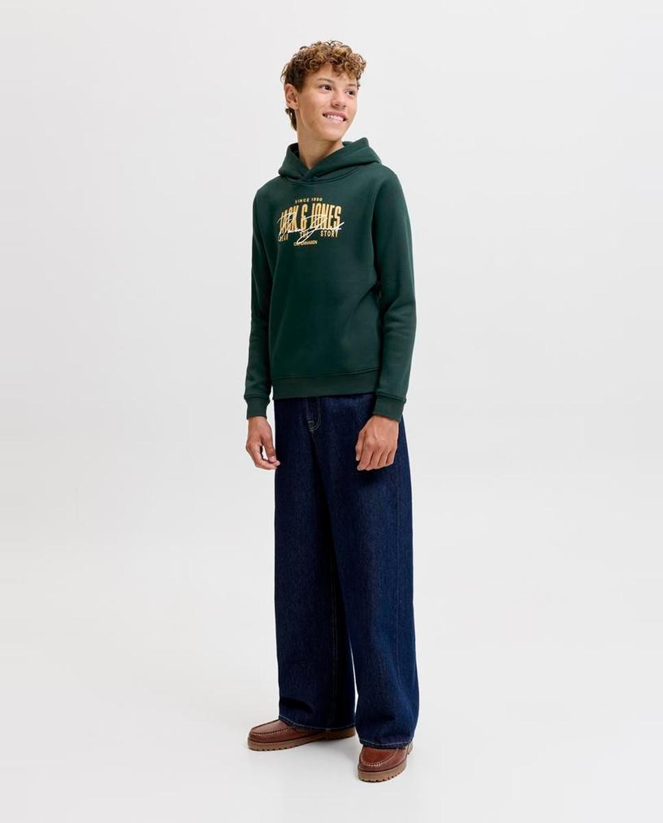 Sudadera de niño con capucha y print frontal - Jack & Jones - Verde oscuro Verde oscuro-2