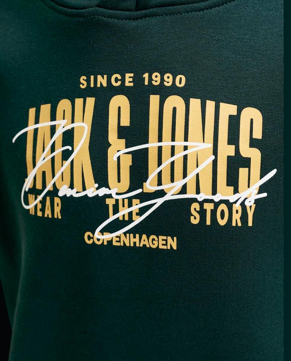 Sudadera de niño con capucha y print frontal - Jack & Jones - Verde oscuro Verde oscuro-5