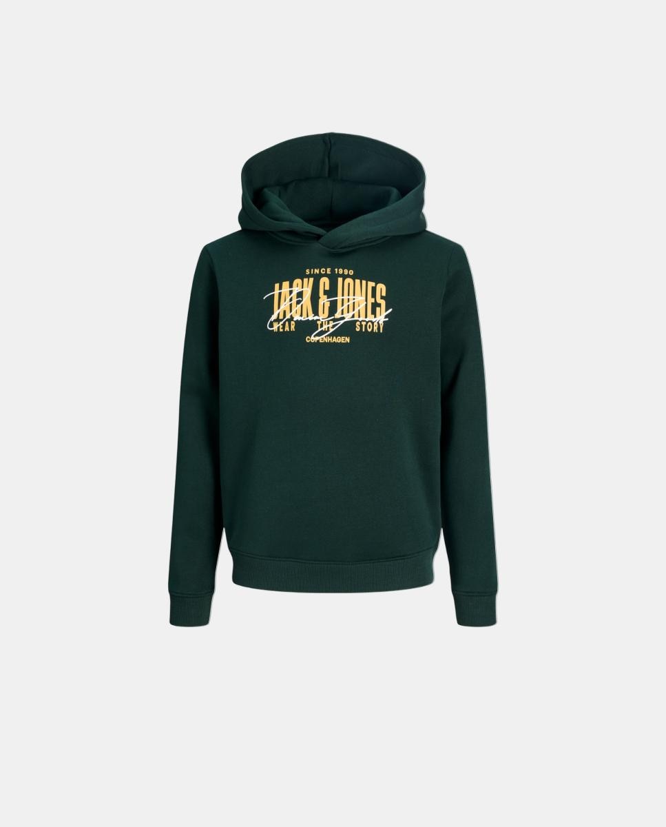 Sudadera de niño con capucha y print frontal - Jack & Jones - Verde oscuro Verde oscuro-7