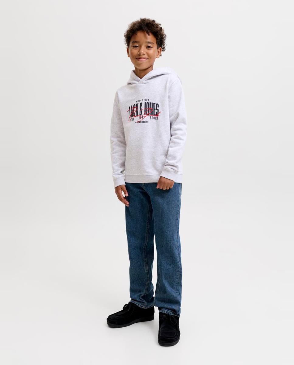 Sweatshirt com Capuz e Estampado à Frente Cinzento-claro-4