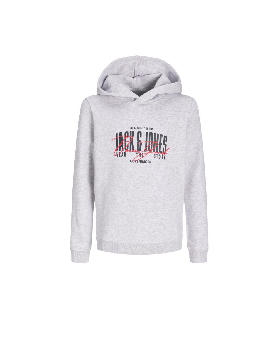 Sweatshirt com Capuz e Estampado à Frente Cinzento-claro-5