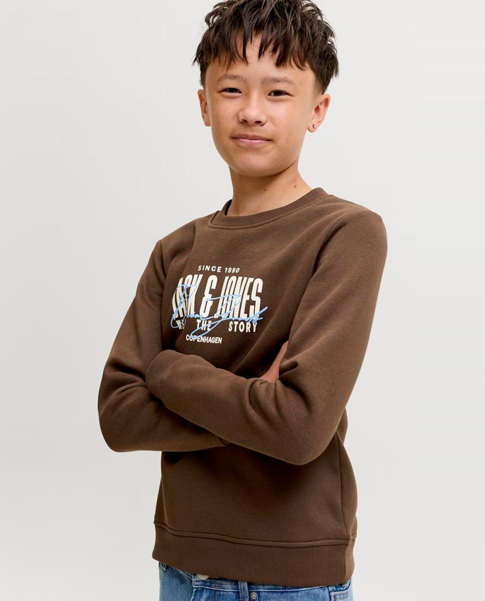 Sudadera de niño con print frontal - Jack & Jones - Marrón oscuro Marrón oscuro-4
