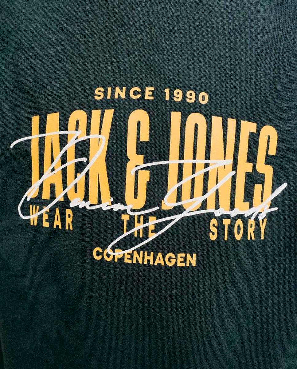 Sweatshirt com Estampado à Frente Jack & Jones Verde-escuro-5