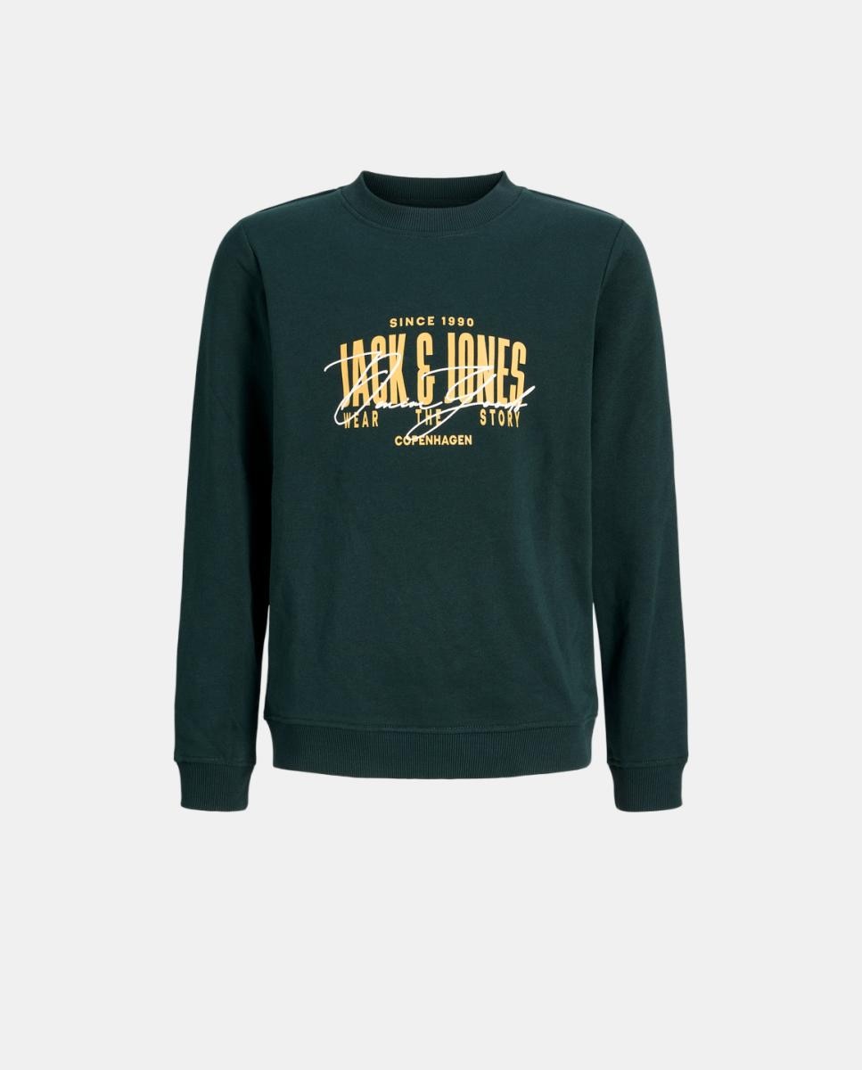 Sweatshirt com Estampado à Frente Jack & Jones Verde-escuro-7