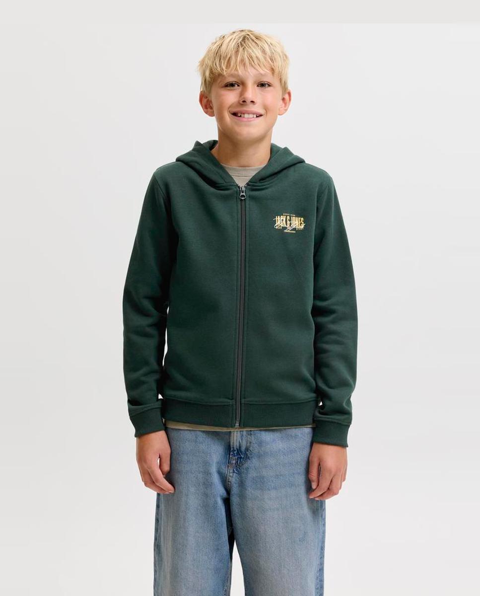Sudadera de niño con cremallera y capucha - Jack & Jones - Verde oscuro Verde oscuro-1