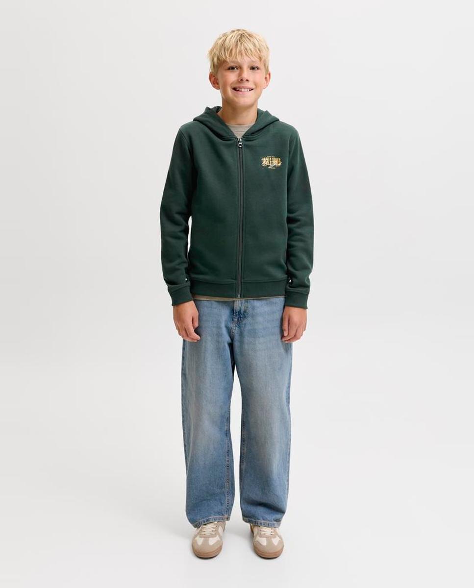 Sudadera de niño con cremallera y capucha - Jack & Jones - Verde oscuro Verde oscuro-2