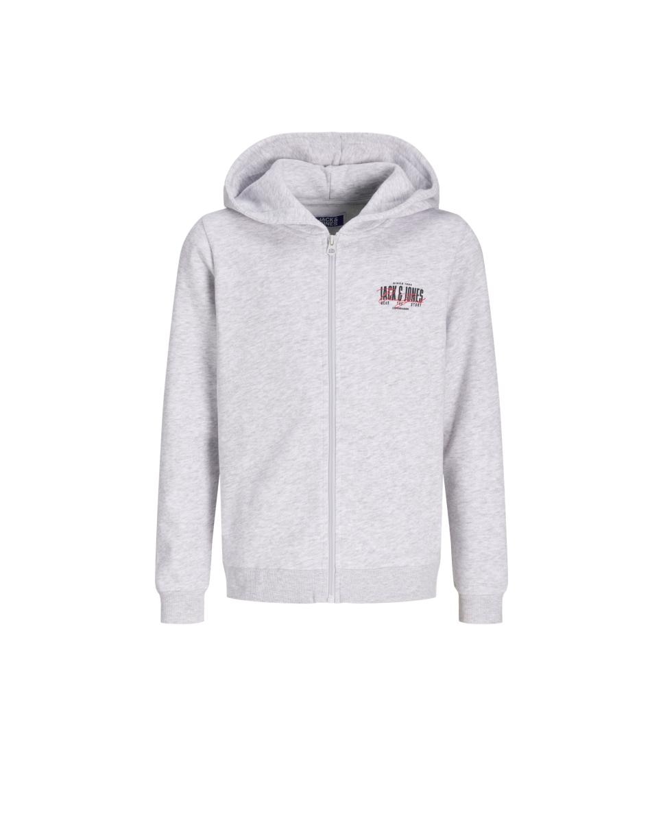 Sweatshirt com Fecho de Correr e Capuz Cinzento-claro-6