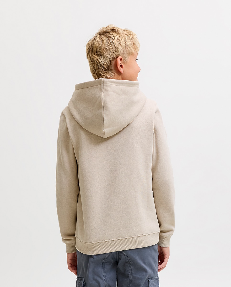 Sweatshirt com Capuz e Estampado à Frente Natural-2