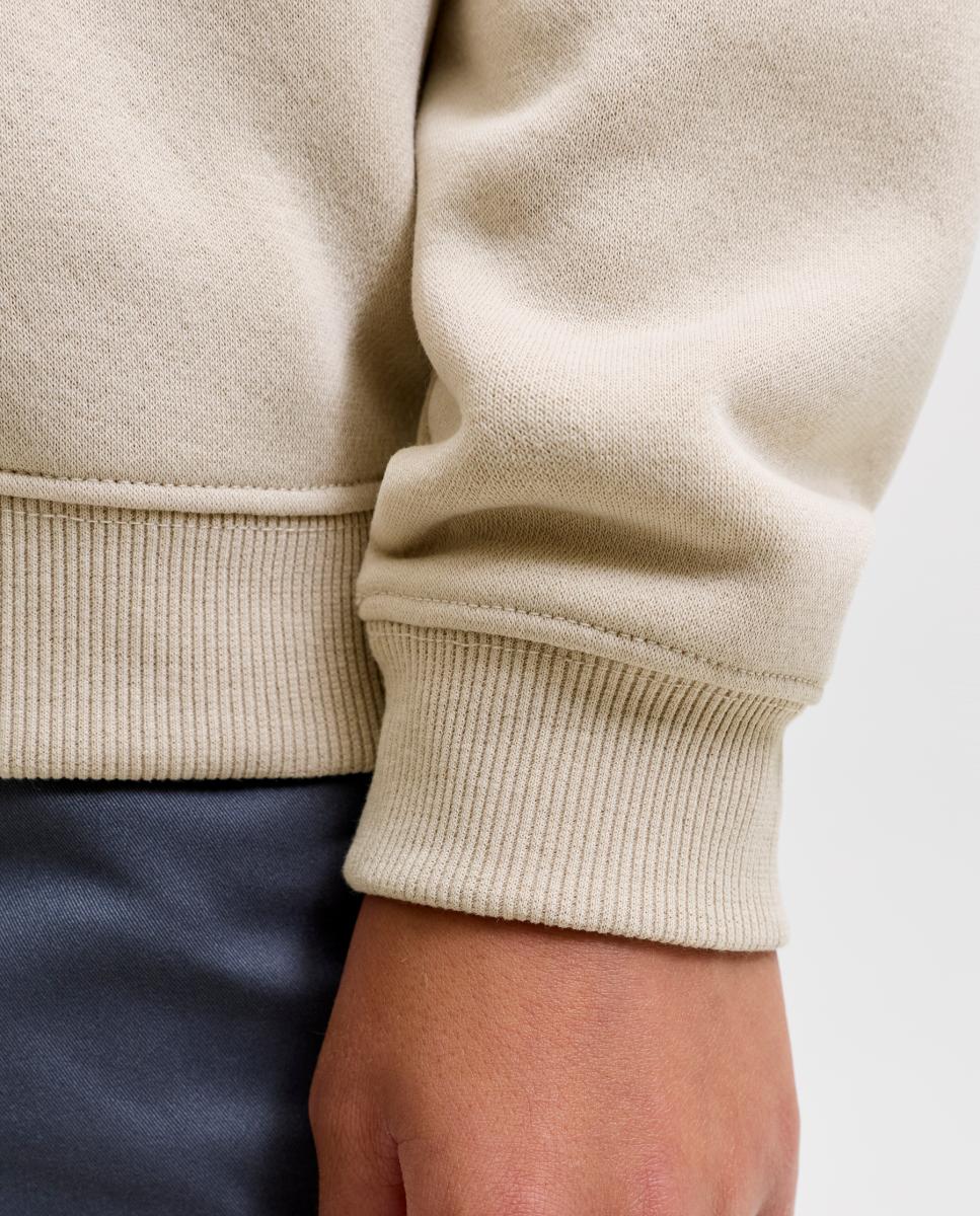 Sweatshirt com Capuz e Estampado à Frente Natural-5