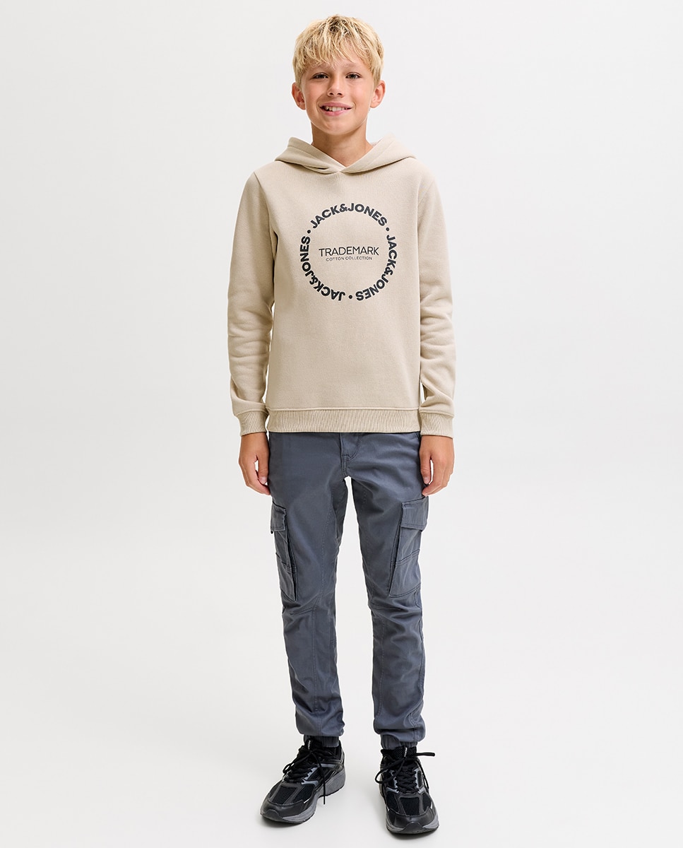 Sweatshirt com Capuz e Estampado à Frente Natural-6
