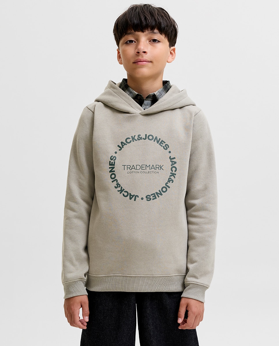 Sudadera de niño con capucha y print frontal - Jack & Jones - Verde claro Verde claro-1