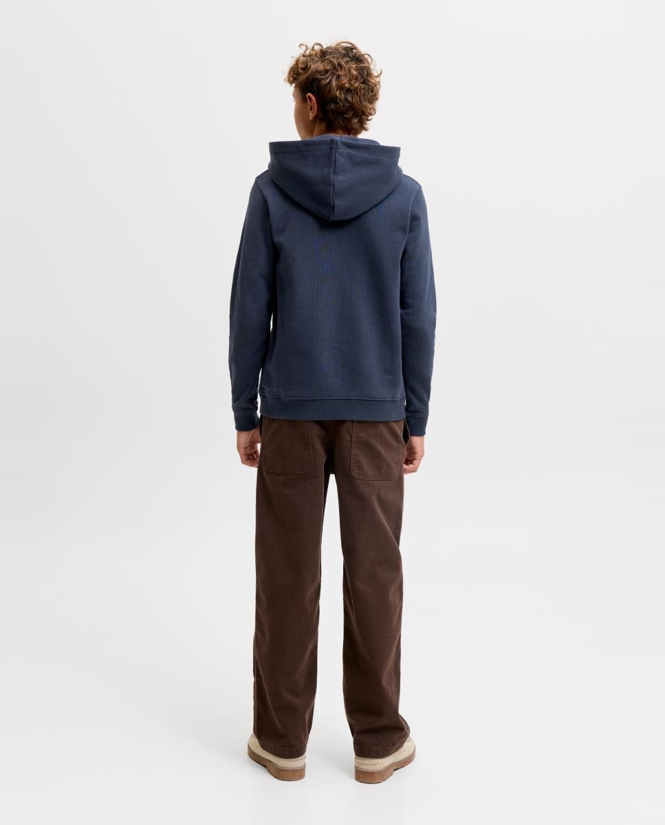 Sweatshirt com Capuz e Estampado à Frente Azul-marinho-2