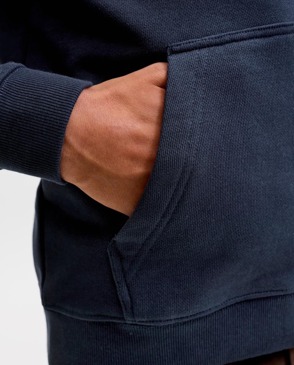 Sweatshirt com Capuz e Estampado à Frente Azul-marinho-5
