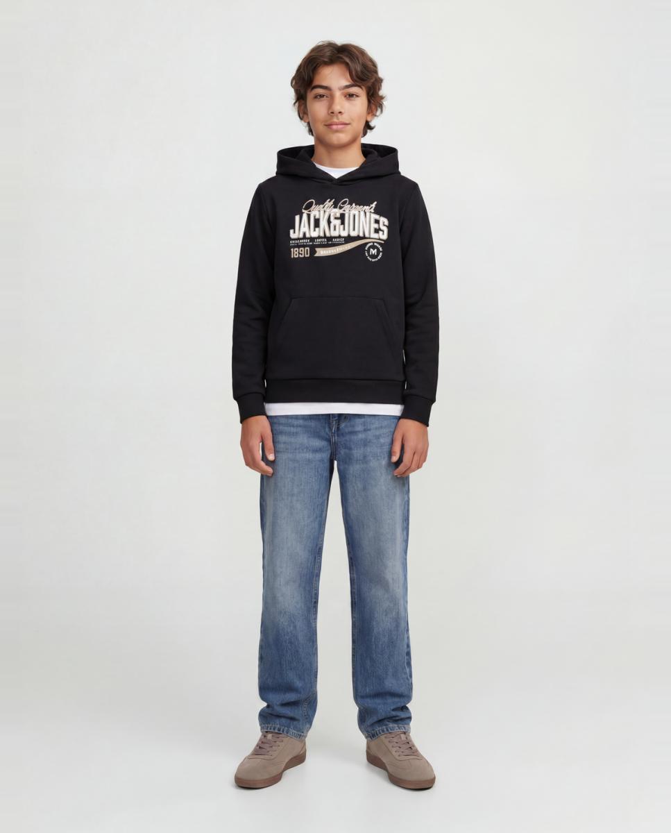 Sweatshirt com Capuz e Estampado à Frente Preto-3