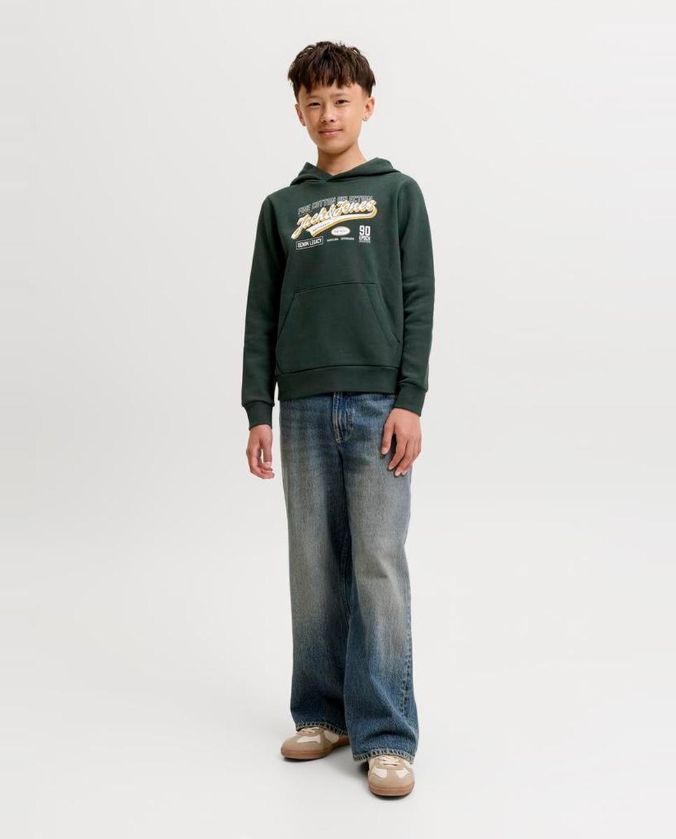 Sudadera de niño con capucha y print frontal - Jack & Jones - Verde oscuro Verde oscuro-2
