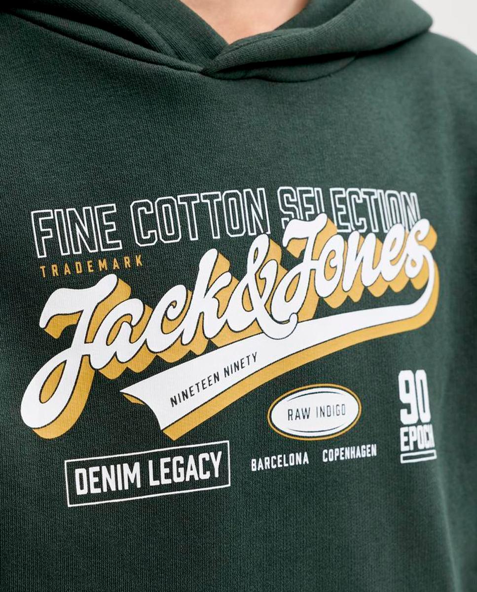 Sudadera de niño con capucha y print frontal - Jack & Jones - Verde oscuro Verde oscuro-6