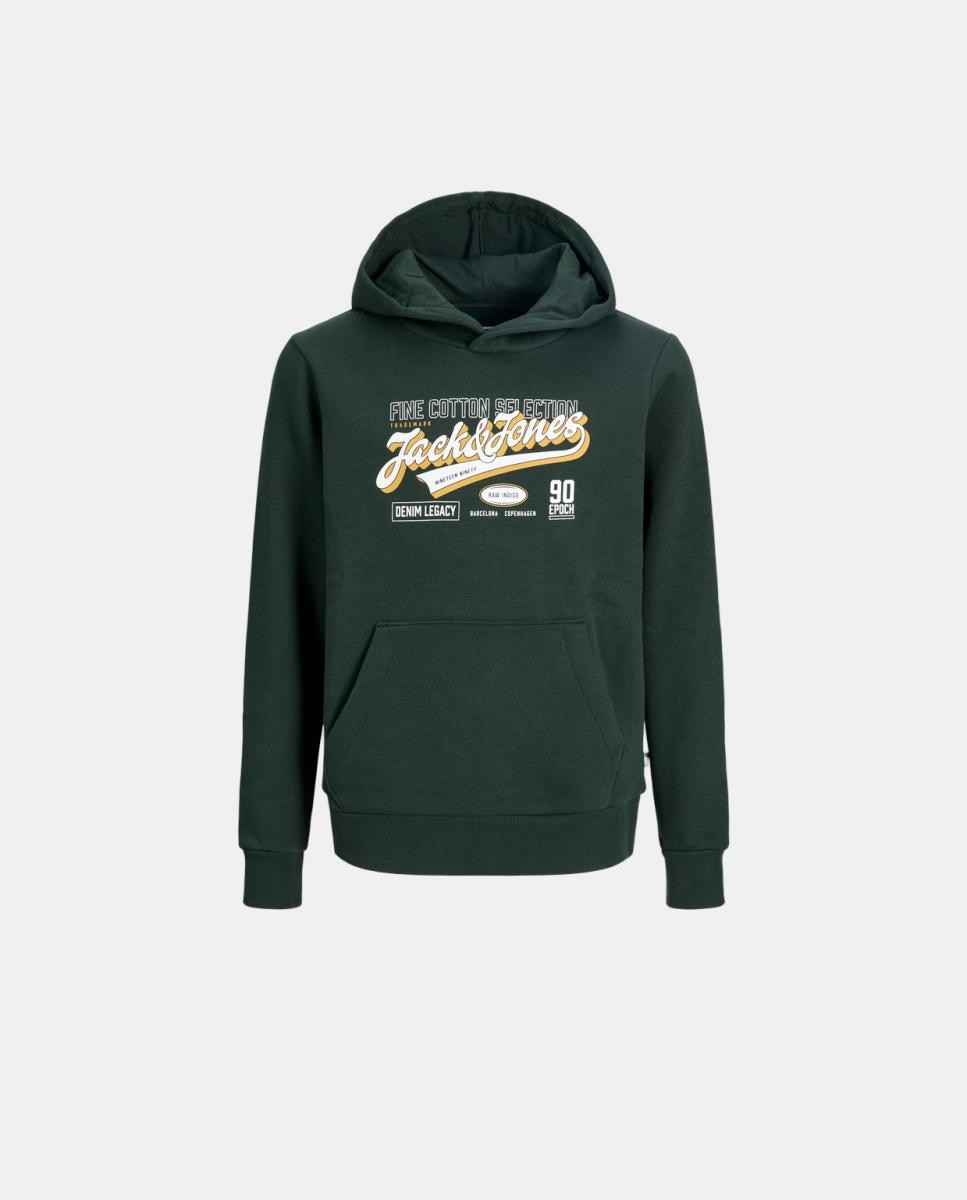 Sudadera de niño con capucha y print frontal - Jack & Jones - Verde oscuro Verde oscuro-7