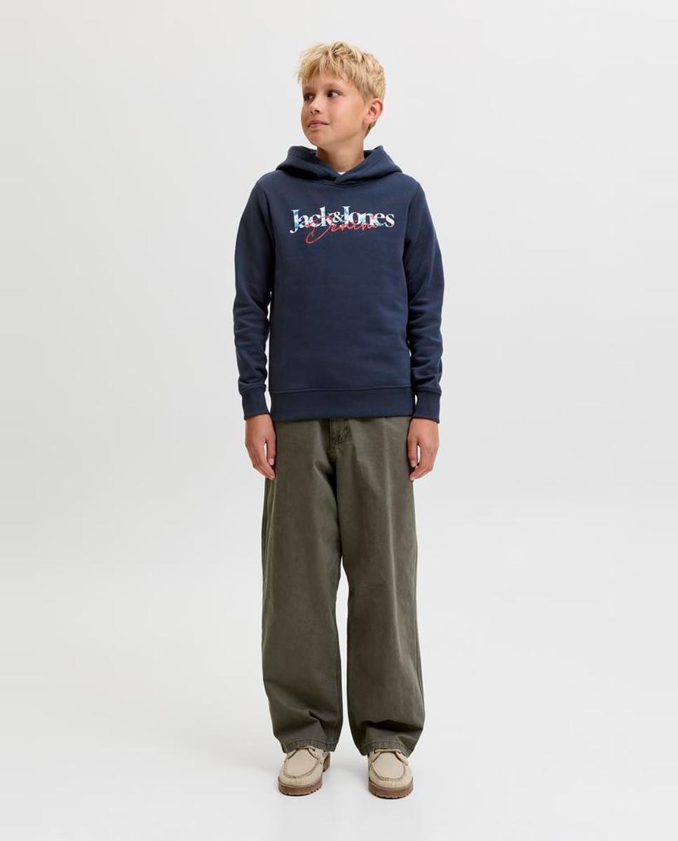 Sweatshirt com Capuz e Estampado à Frente Jack & Jones Azul-marinho-2