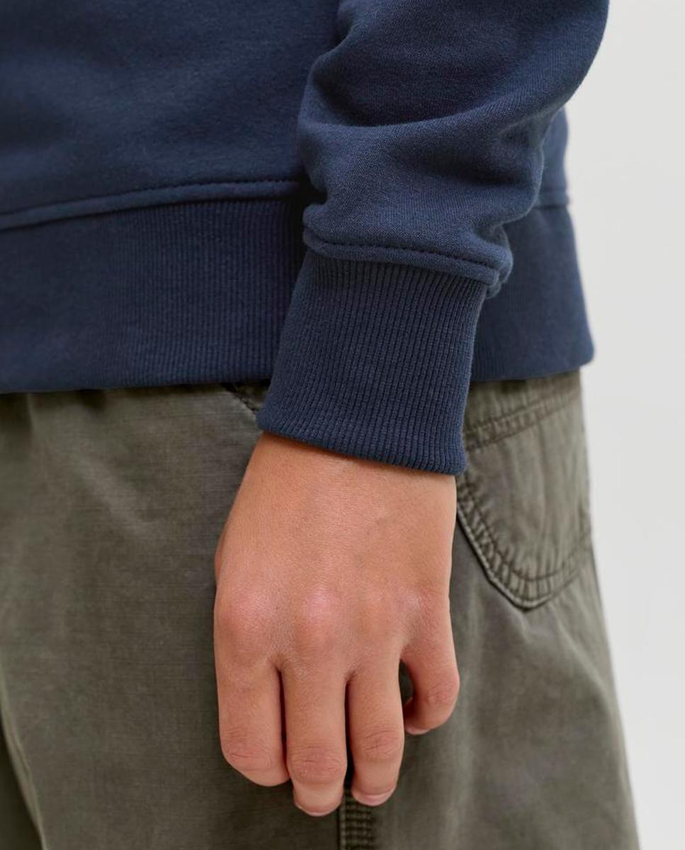 Sweatshirt com Capuz e Estampado à Frente Jack & Jones Azul-marinho-5