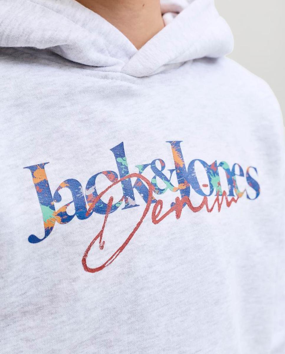 Sweatshirt com Capuz e Estampado à Frente Jack & Jones Cinzento-claro-6
