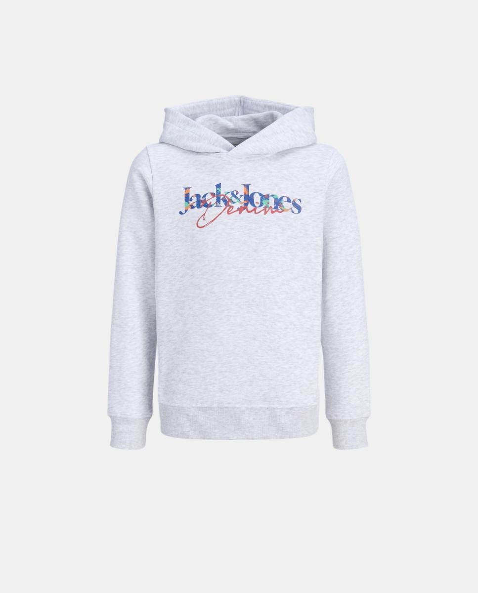 Sweatshirt com Capuz e Estampado à Frente Jack & Jones Cinzento-claro-7