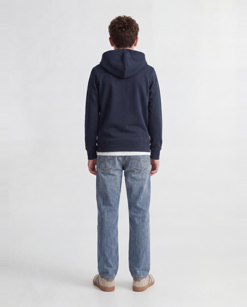 Sweatshirt com Capuz e Estampado à Frente Azul-marinho-2