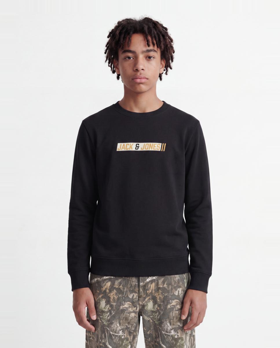 Sudadera de niño sin capucha con print frontal - Jack & Jones - Negro Negro-1