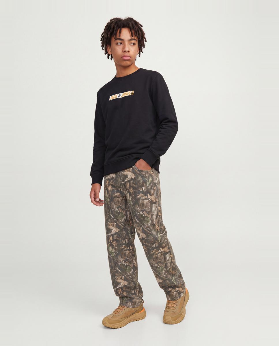 Sudadera de niño sin capucha con print frontal - Jack & Jones - Negro Negro-3