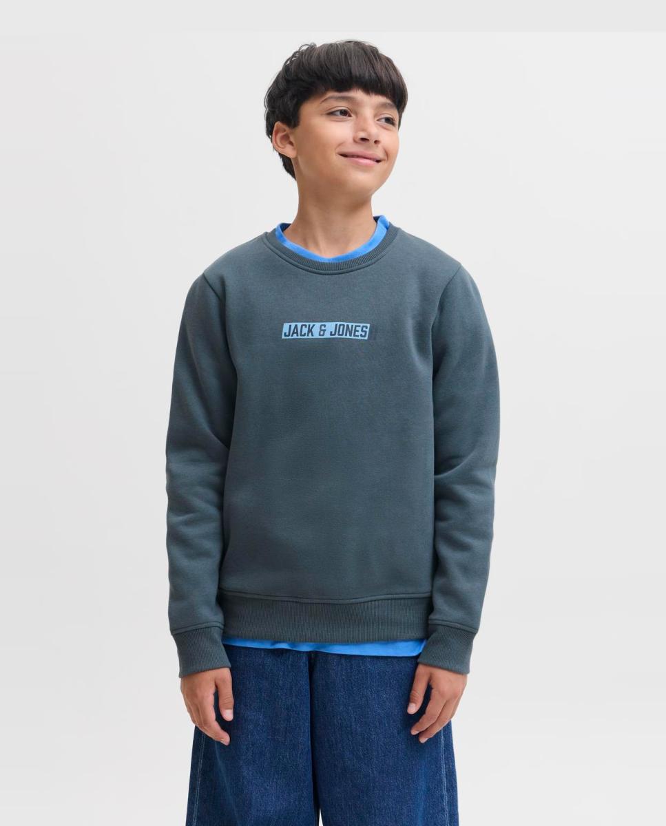 Sweatshirt sem Capuz e com Estampado à Frente Azul-3