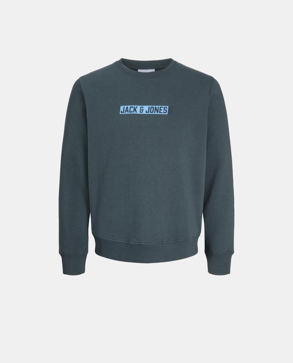 Sweatshirt sem Capuz e com Estampado à Frente Azul-5