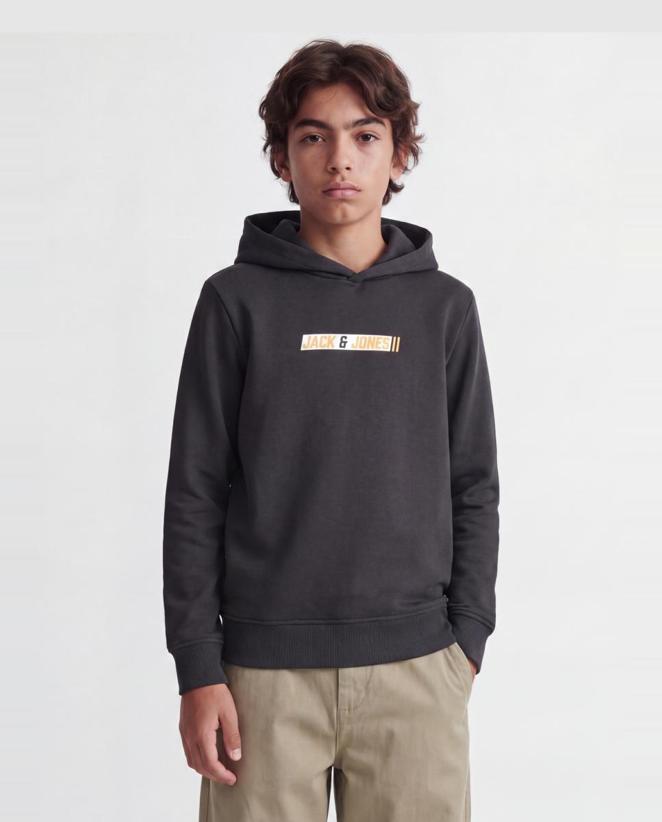 Sudadera de niño con capucha y print frontal - Jack & Jones - Negro Negro-1