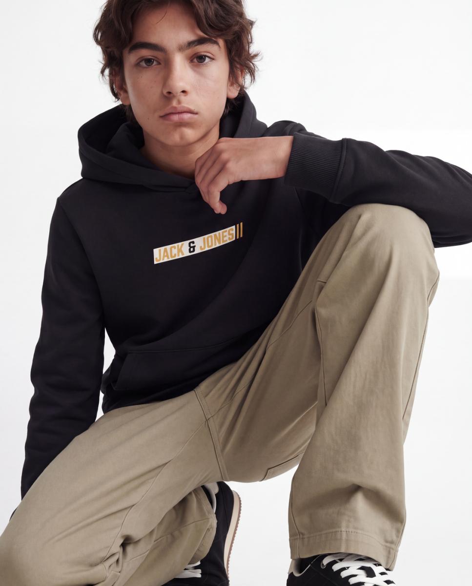 Sudadera de niño con capucha y print frontal - Jack & Jones - Negro Negro-3