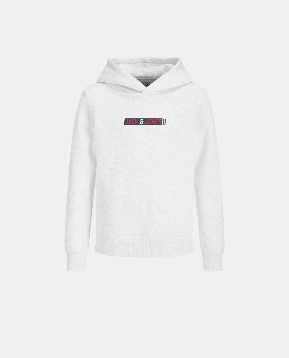 Sweatshirt com Capuz e Estampado à Frente Cinzento-claro-4