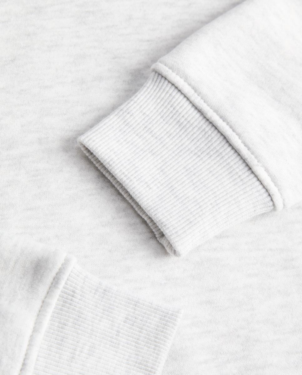 Sweatshirt com Capuz e Estampado à Frente Cinzento-claro-6
