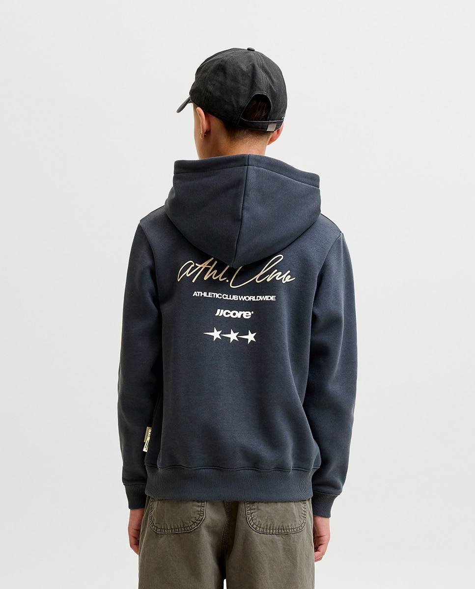 Sweatshirt com Capuz e Back Print Azul-marinho-2